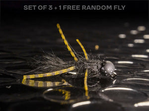 3 jiggy pat rubber legs + 1 FREE random fly