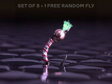 Load image into Gallery viewer, 3 Glow-it chironomid + 1 FREE random fly