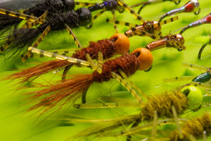 40 high quality euro nymphing flies in a fly box