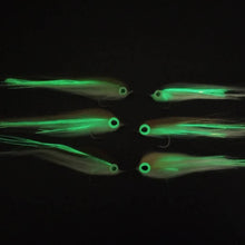 Load image into Gallery viewer, Weedless Thin Minnow Pike Bass Walleye Glow Flies