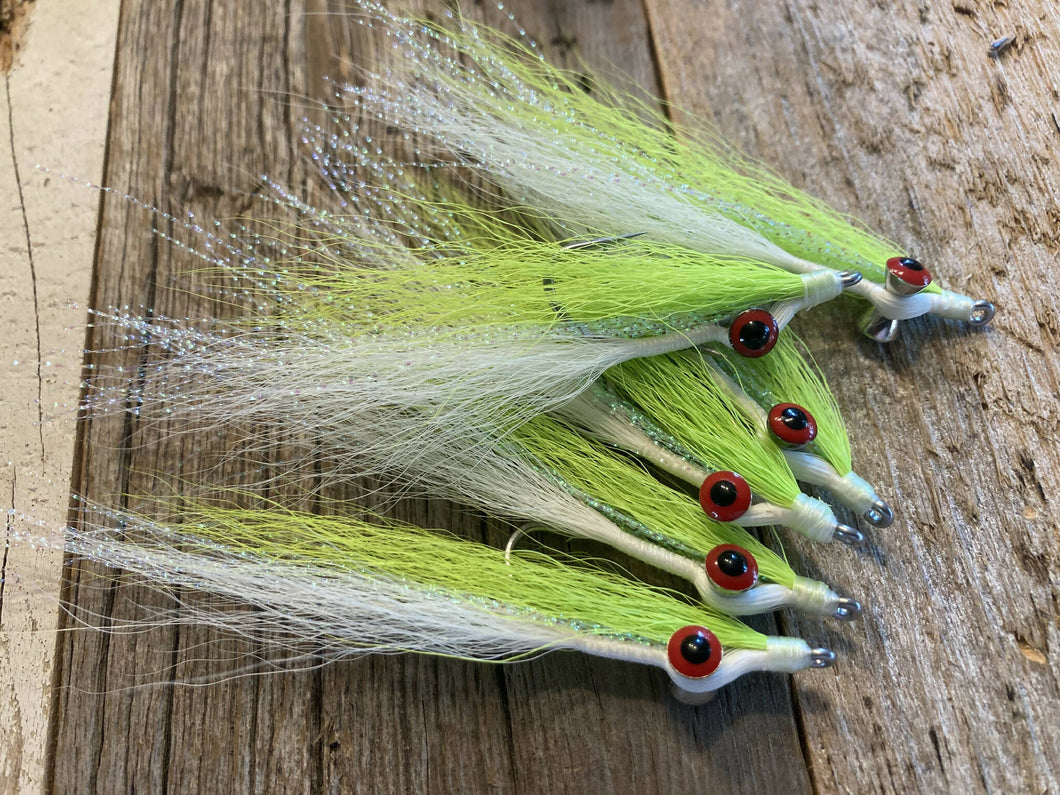 Clouser Minnow - Chartreuse & White (6 pk)